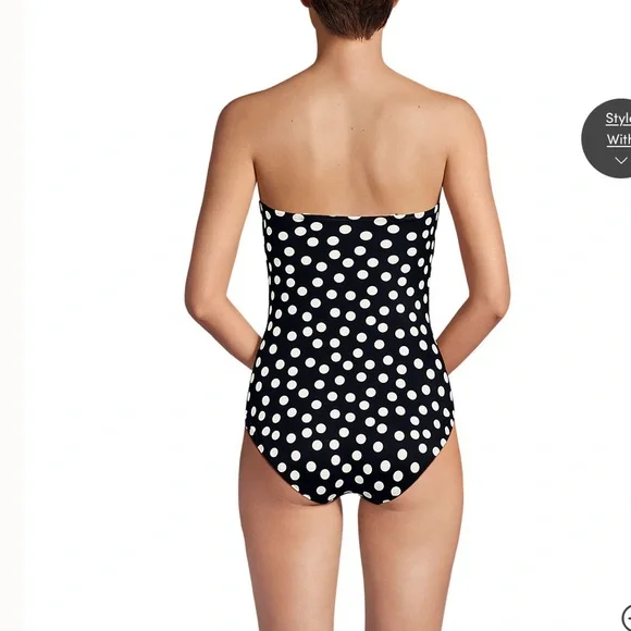 LANDS’ END LYCRA Women's Slender Suit Wrap Bandeau One Piece Swimsuit - Picture 7 of 14